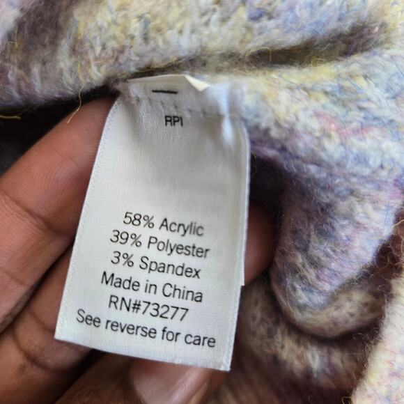 SO Pastel Rainbow Mock Turtleneck Puff Sleeve Sweater Size Medium - Picture 6 of 10